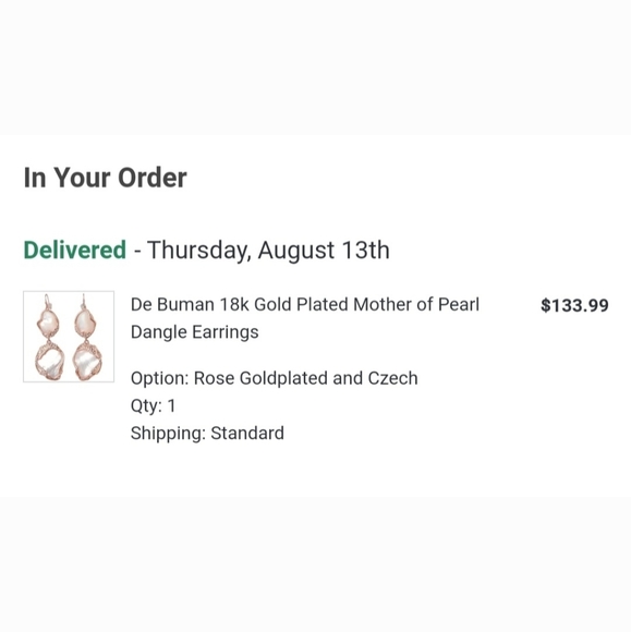 De Buman 18K Gold Plated Mother of Pearl Earrings - Picture 10 of 11